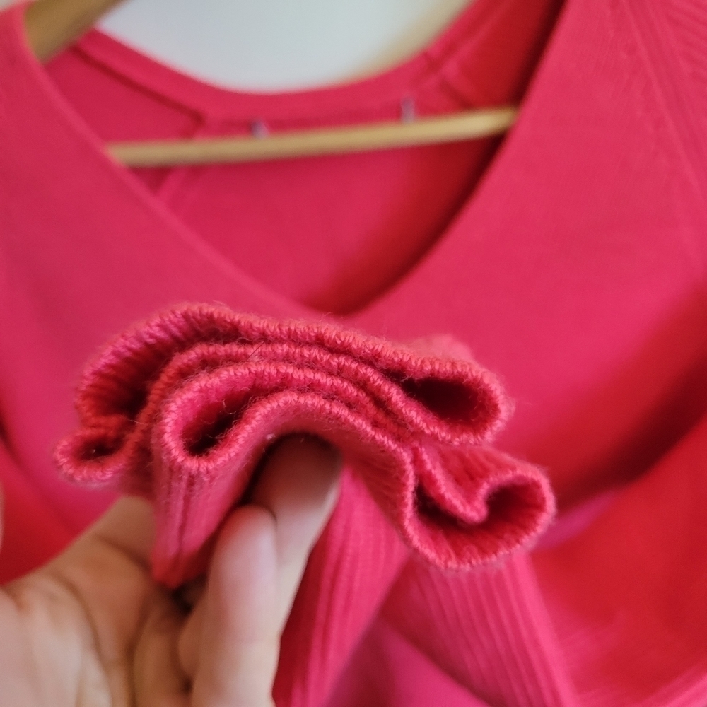 Athleta Wool Blend Sweater Knit Pink V Neck XXS Extra Small - Picture 5 of 8